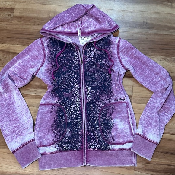 Billabong Tops - Billabong Vintage Y2K Purple Lace Geometric Burnout Hoodie